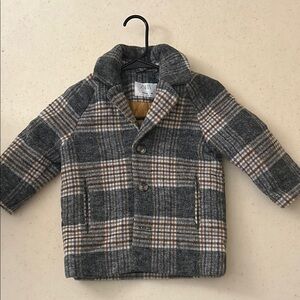 Zara Plaid Kids Coat / Jacket - Gray and Brown